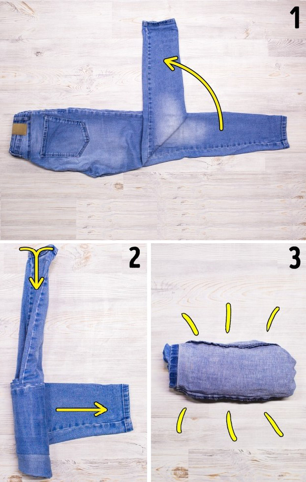 Как красиво сложить джинсы для
